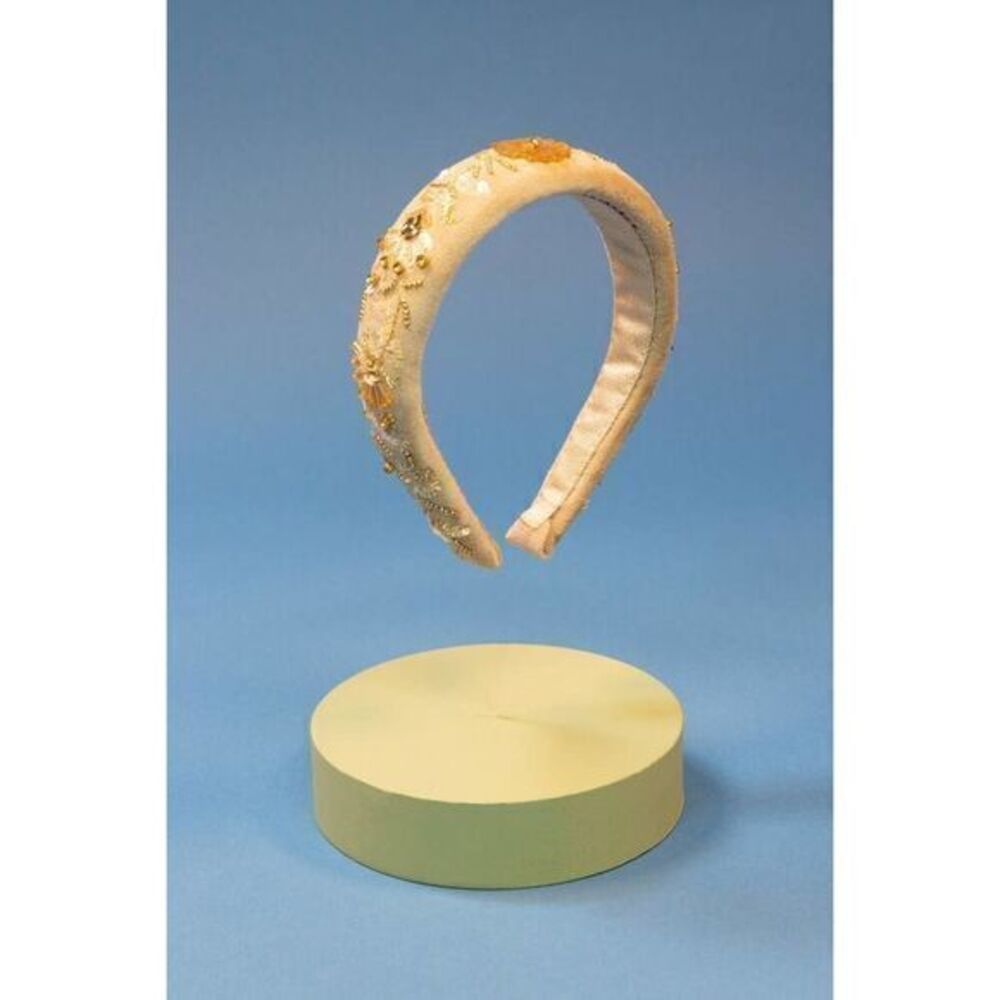 POWDER Ladies Cream Padded  Beaded Velvet Beaded Headband